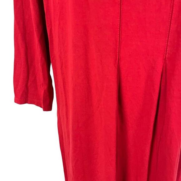 J Jill Wearever Womens Red Pleated Stretch Knit 3/4 Sleeve Above Length Dress M - Picture 8 of 16